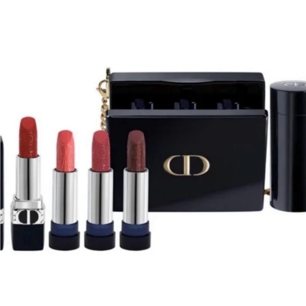 Dior Lipstick Set - Bold Red, Soft Coral, Deep Plum